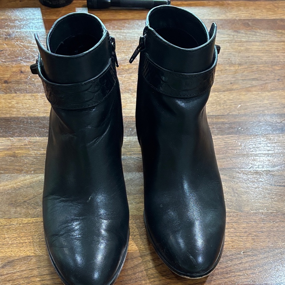 Coach Black Ankle Booties with Textured Strap - Picture 5 of 7